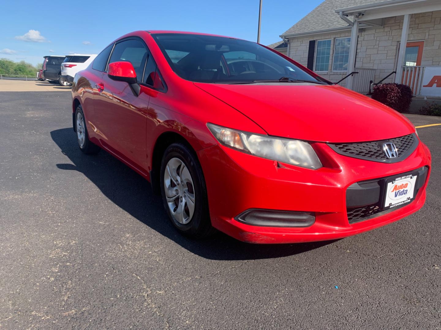 2013 RED Honda Civic LX Coupe 5-Speed AT (2HGFG3B54DH) with an 2.3L L4 SOHC 16V engine, 5-Speed Automatic transmission, located at 420 I-35E, Lancaster, TX, 75146, (469) 297-4144, 32.593929, -96.823685 - Photo#0