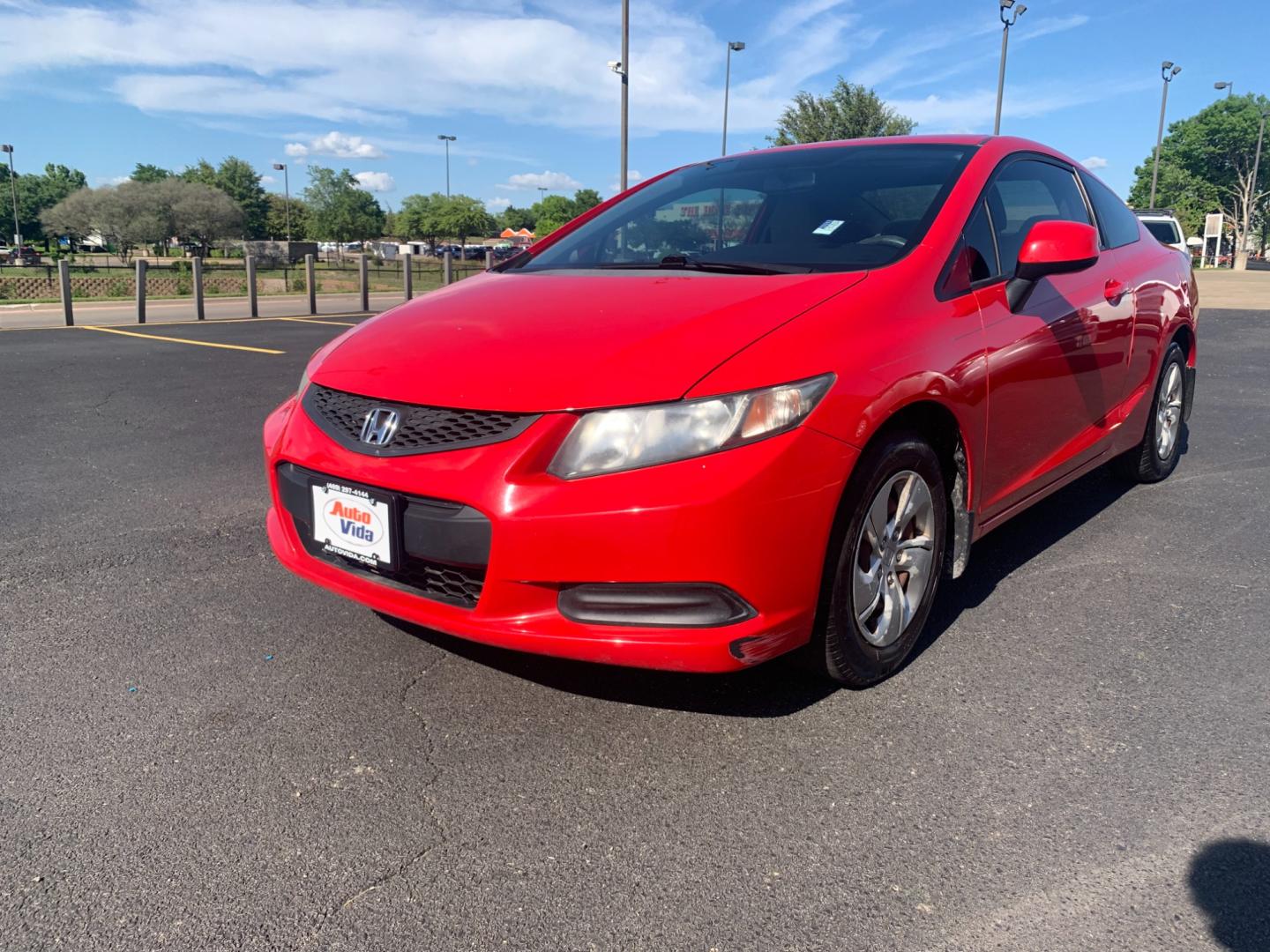 2013 RED Honda Civic LX Coupe 5-Speed AT (2HGFG3B54DH) with an 2.3L L4 SOHC 16V engine, 5-Speed Automatic transmission, located at 420 I-35E, Lancaster, TX, 75146, (469) 297-4144, 32.593929, -96.823685 - Photo#2