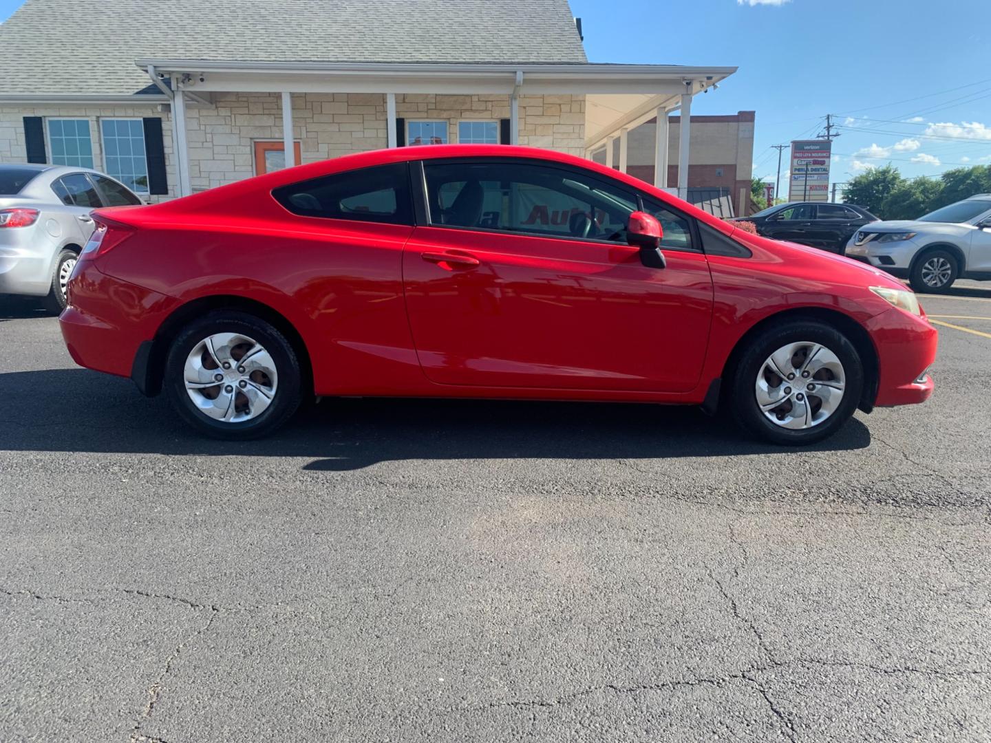 2013 RED Honda Civic LX Coupe 5-Speed AT (2HGFG3B54DH) with an 2.3L L4 SOHC 16V engine, 5-Speed Automatic transmission, located at 420 I-35E, Lancaster, TX, 75146, (469) 297-4144, 32.593929, -96.823685 - Photo#5