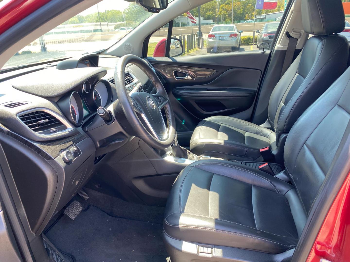 2016 MAROON Buick Encore Leather FWD (KL4CJCSB1GB) with an 1.4L L4 DOHC 16V TURBO engine, 6A transmission, located at 420 I-35E, Lancaster, TX, 75146, (469) 297-4144, 32.593929, -96.823685 - Photo#10