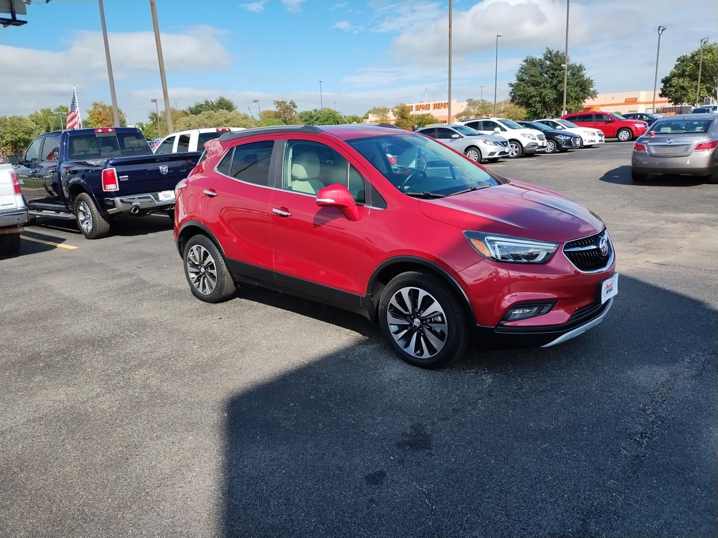 2017 RED Buick Encore Essence FWD (KL4CJCSB6HB) with an 1.4L L4 DOHC 16V TURBO engine, 6A transmission, located at 420 I-35E, Lancaster, TX, 75146, (469) 297-4144, 32.593929, -96.823685 - Photo#0