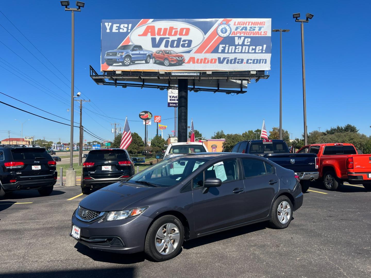 2014 GRAY Honda Civic LX Sedan CVT (2HGFB2F57EH) with an 1.8L L4 SOHC 16V engine, Continuously Variable Transmission transmission, located at 420 I-35E, Lancaster, TX, 75146, (469) 297-4144, 32.593929, -96.823685 - Photo#0