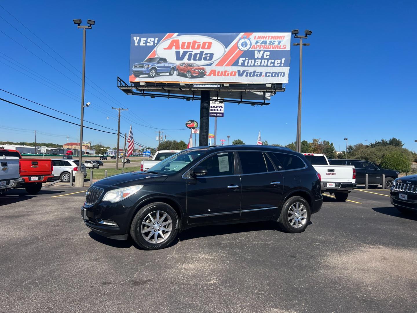 2015 BLACK Buick Enclave Leather FWD (5GAKRBKD5FJ) with an 3.6L V6 DOHC 24V engine, 6-Speed Automatic Overdrive transmission, located at 420 I-35E, Lancaster, TX, 75146, (469) 297-4144, 32.593929, -96.823685 - Photo#0