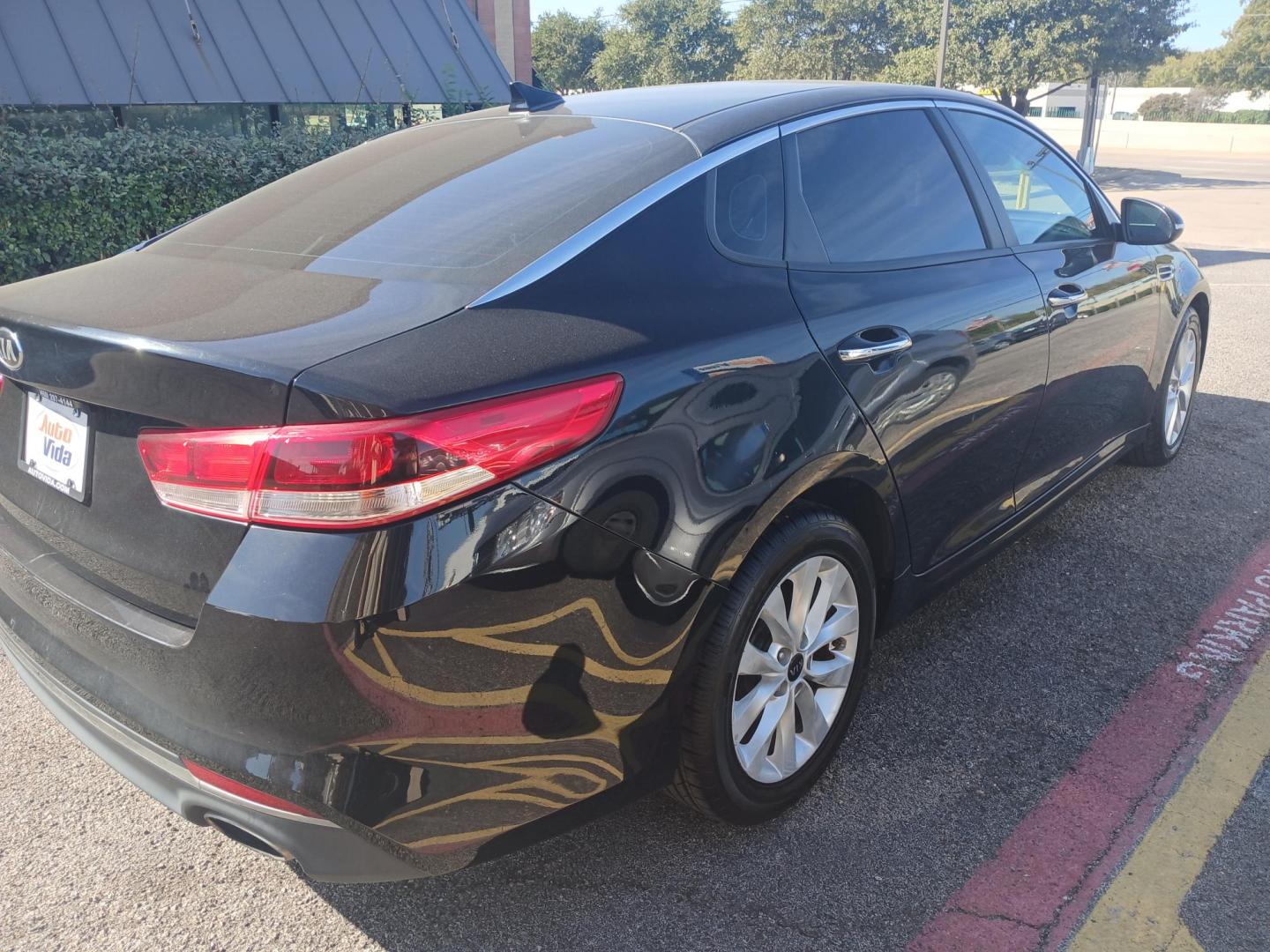 2016 BLACK Kia Optima LX (5XXGT4L37GG) with an 2.4L L4 DOHC 16V engine, 6A transmission, located at 420 I-35E, Lancaster, TX, 75146, (469) 297-4144, 32.593929, -96.823685 - Photo#0