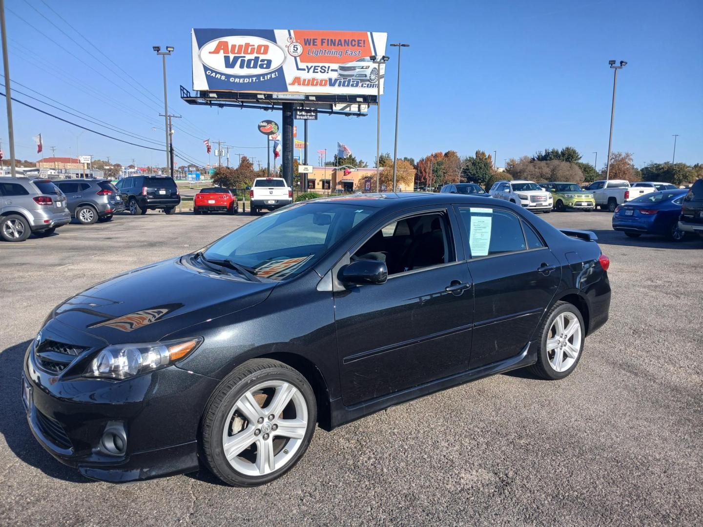 2013 BLACK Toyota Corolla LE 4-Speed AT (5YFBU4EE9DP) with an 1.8L L4 DOHC 16V engine, 4-Speed Automatic transmission, located at 420 I-35E, Lancaster, TX, 75146, (469) 297-4144, 32.593929, -96.823685 - Photo#0