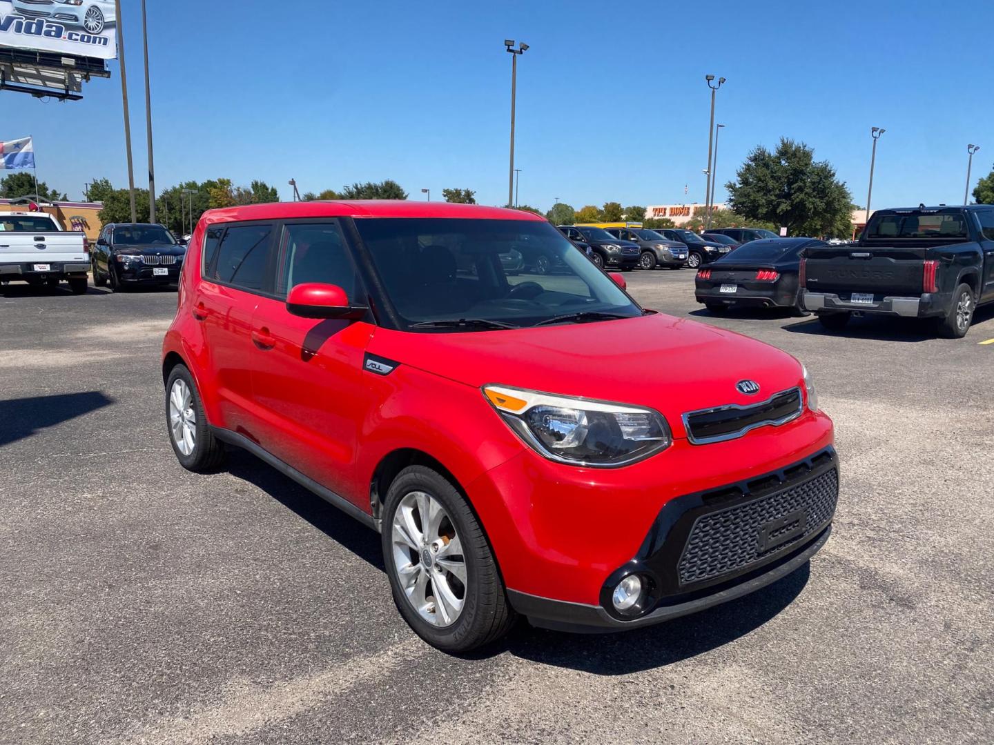 2016 RED Kia Soul + (KNDJP3A51G7) with an 2.0L L4 DOHC 16V engine, 6A transmission, located at 420 I-35E, Lancaster, TX, 75146, (469) 297-4144, 32.593929, -96.823685 - Photo#0