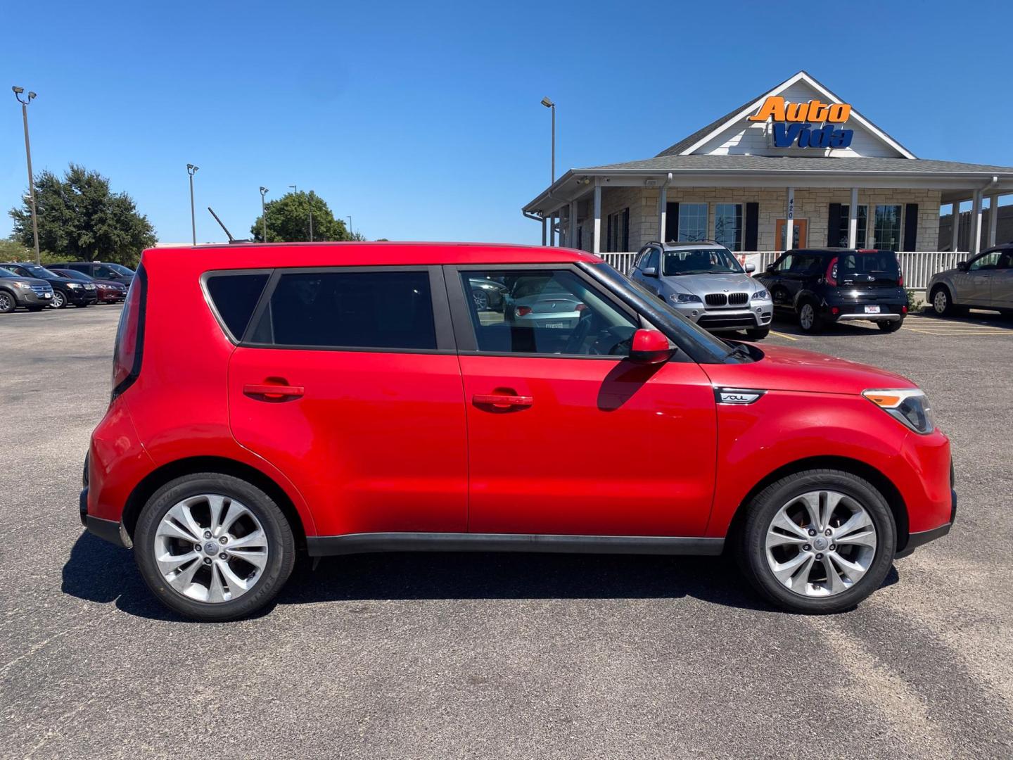 2016 RED Kia Soul + (KNDJP3A51G7) with an 2.0L L4 DOHC 16V engine, 6A transmission, located at 420 I-35E, Lancaster, TX, 75146, (469) 297-4144, 32.593929, -96.823685 - Photo#1