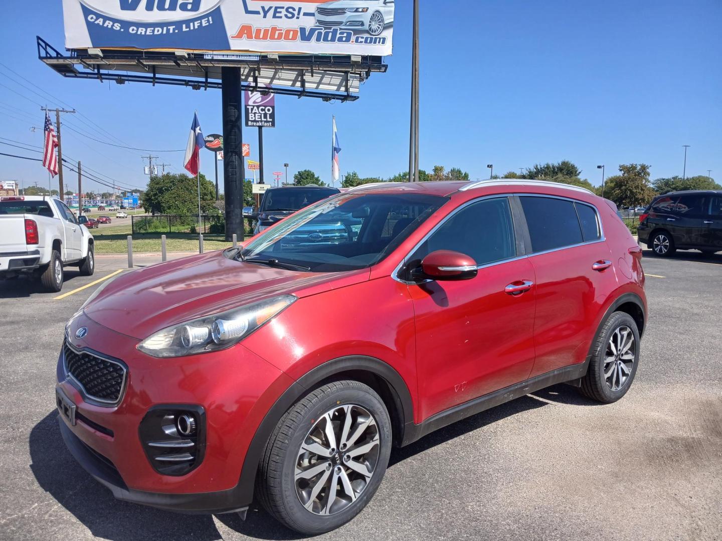 2019 RED Kia Sportage EX FWD (KNDPN3AC5K7) with an 2.4L V6 DOHC 24V engine, 6A transmission, located at 420 I-35E, Lancaster, TX, 75146, (469) 297-4144, 32.593929, -96.823685 - Photo#0