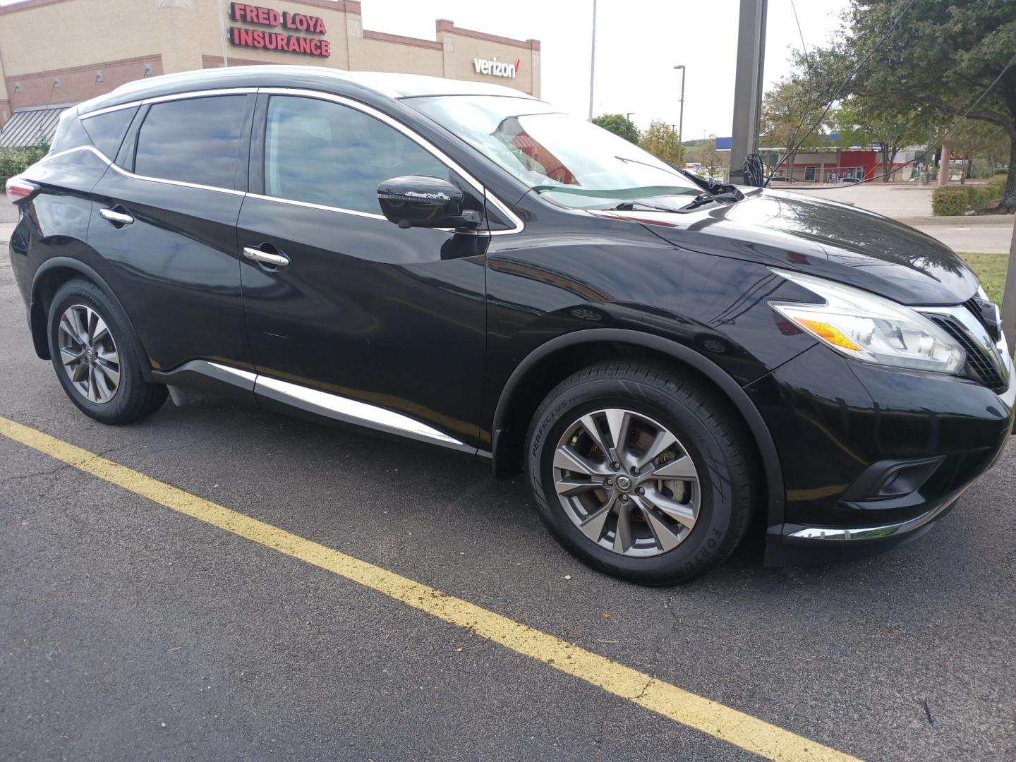 2016 BLACK Nissan Murano Platinum FWD (5N1AZ2MG2GN) with an 3.5L V6 DOHC 24V engine, CVT transmission, located at 420 I-35E, Lancaster, TX, 75146, (469) 297-4144, 32.593929, -96.823685 - Photo#0