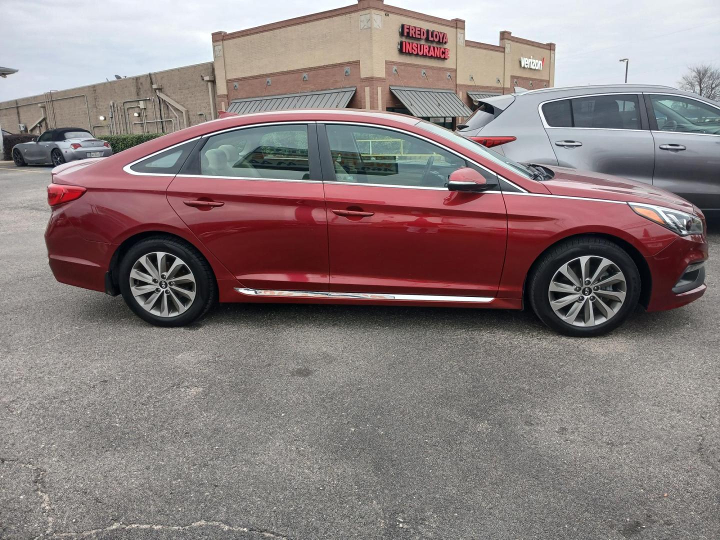 2015 RED Hyundai Sonata Sport (5NPE34AF8FH) with an 2.4L L4 DOHC 16V engine, 6-Speed Automatic transmission, located at 420 I-35E, Lancaster, TX, 75146, (469) 297-4144, 32.593929, -96.823685 - Photo#1