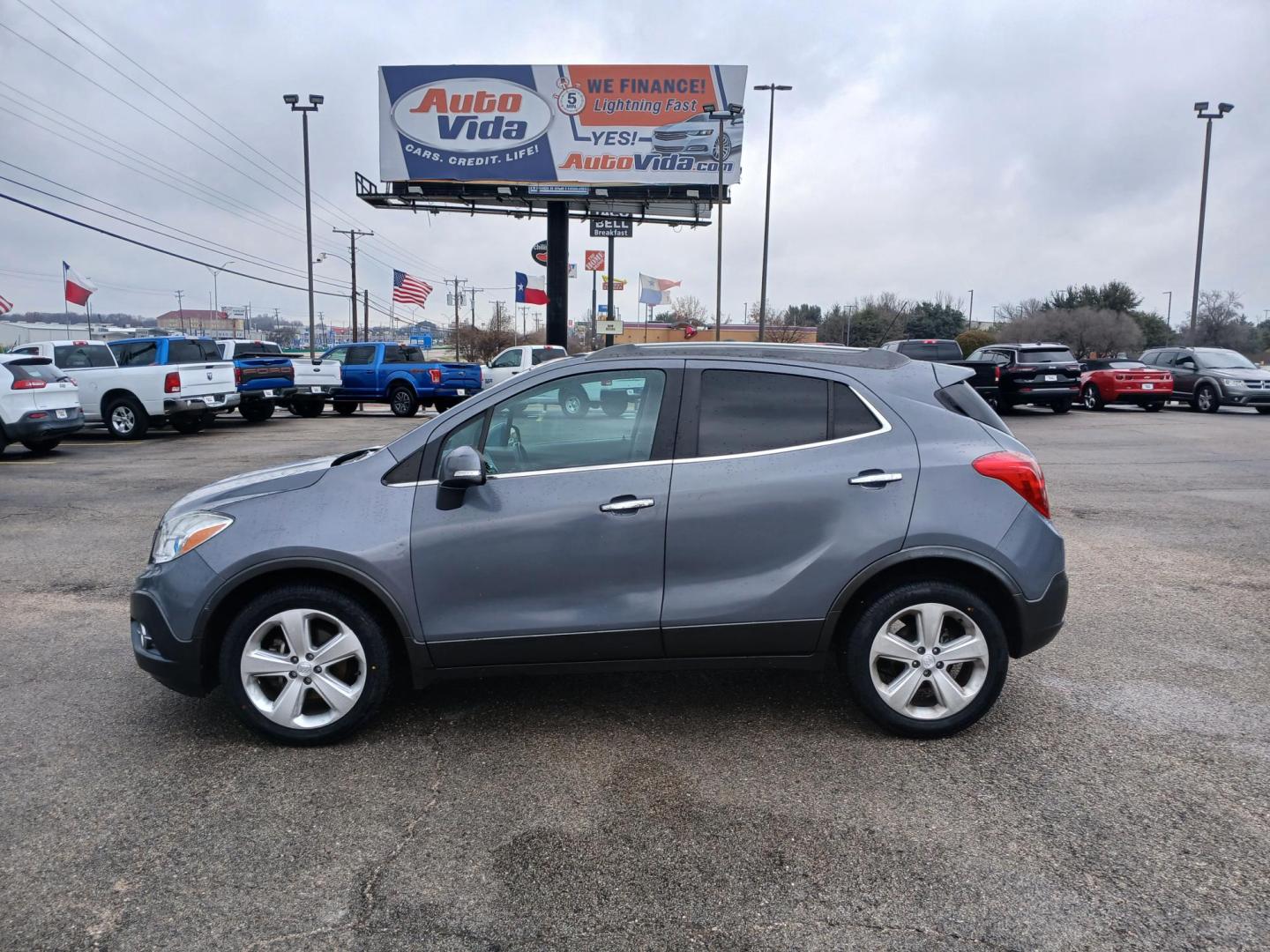 2015 GRAY Buick Encore Convenience FWD (KL4CJBSBXFB) with an 1.4L L4 DOHC 16V TURBO engine, 6-Speed Automatic transmission, located at 420 I-35E, Lancaster, TX, 75146, (469) 297-4144, 32.593929, -96.823685 - Photo#1