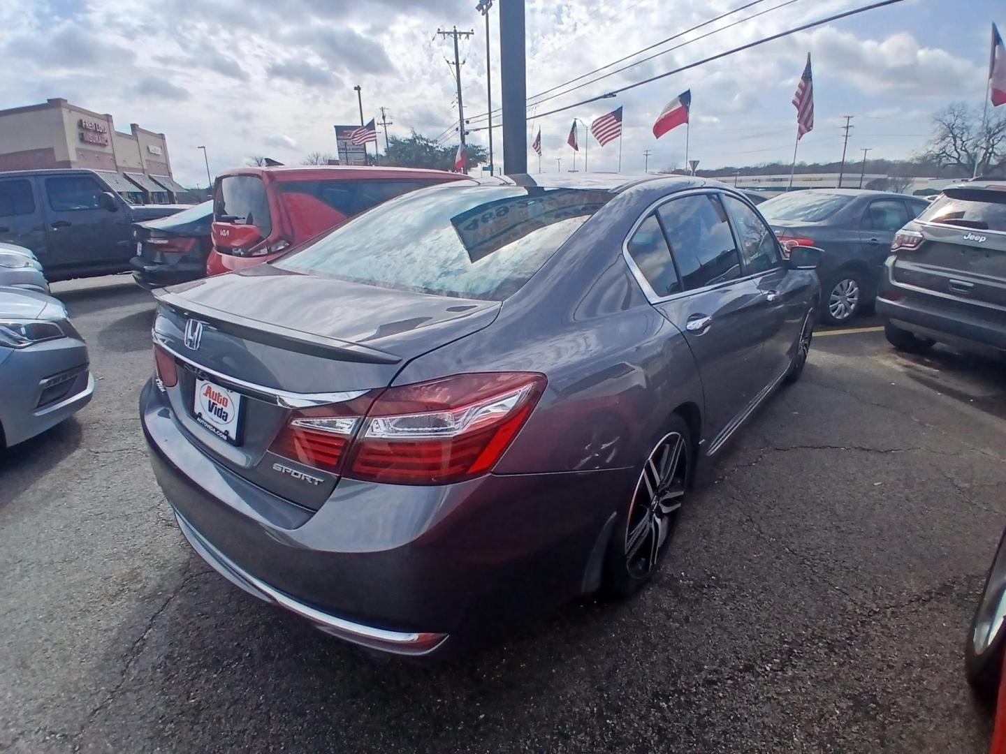 2016 GRAY Honda Accord Sport Sedan CVT (1HGCR2F57GA) with an 2.4L L4 DOHC 16V engine, CVT transmission, located at 420 I-35E, Lancaster, TX, 75146, (469) 297-4144, 32.593929, -96.823685 - Photo#1