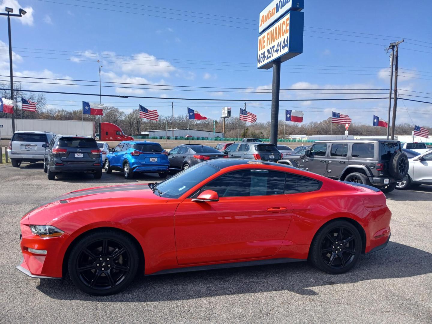 2019 RED Ford Mustang EcoBoost Coupe (1FA6P8TH4K5) with an 2.3L L4 DOHC 16V engine, located at 420 I-35E, Lancaster, TX, 75146, (469) 297-4144, 32.593929, -96.823685 - Photo#1